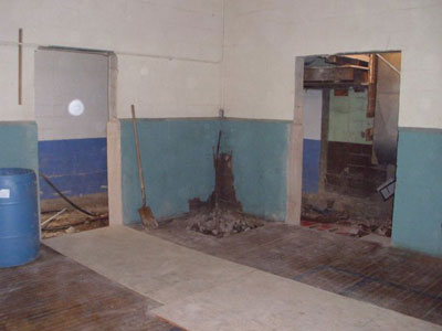 the bathrooms being renovated